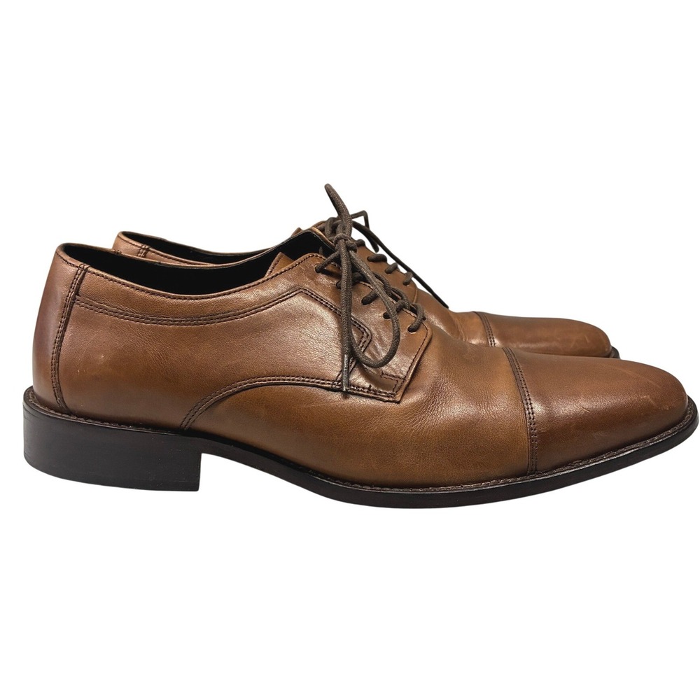 J. Murphy Johnston Murphy Oxford Shoes Mens 10 Brown Leather Lace Up Derby